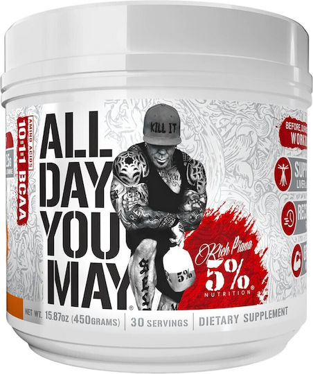 Rich Piana 5% Nutrition All Day You May 10:1:1 BCAA 450gr Lemon Lime