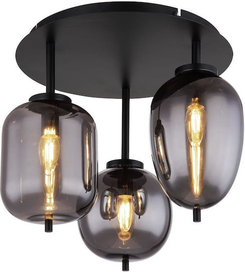 Globo Lighting Blacky Πλαφονιέρα Οροφής 46εκ. Μαύρη με Ντουί E14