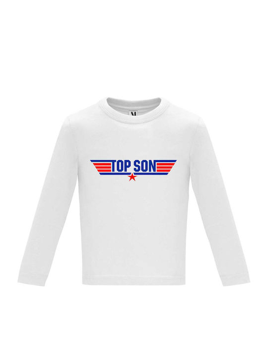 Baby Langarmshirt "TOP SOHN", Weiß