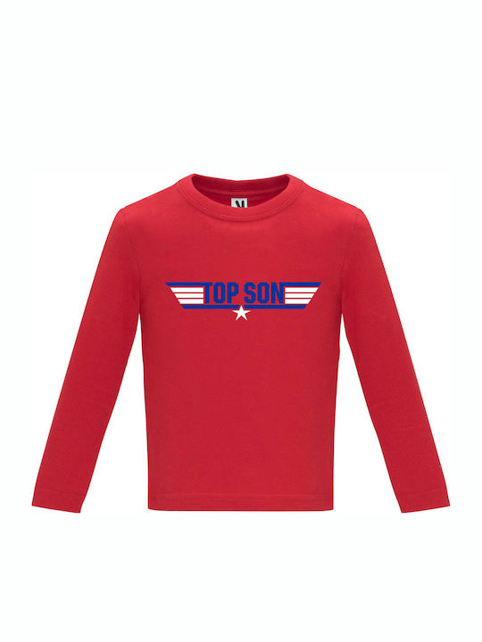 Kids Long Sleeve Top "TOP SON", Red