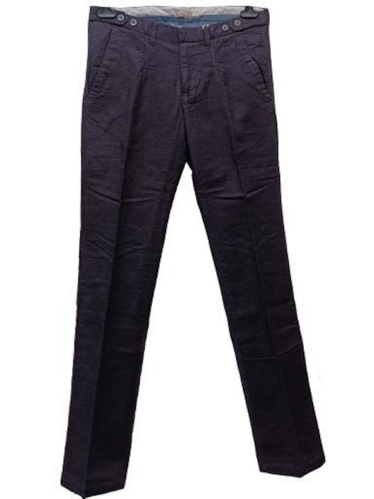 LINEN trousers Luciano Faketti grey blue