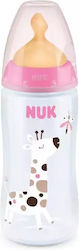 Nuk Plastic Bottle Choice Plus Temperature Control Anti-Colic with Rubber Nipple for 0-6 months Pink Giraffe 300ml 1pcs