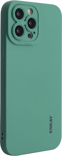 Enkay Liquid Shockproof Задна корица Силикон / Закалено стъкло Тъмнозелено (iPhone 14 Pro Max)