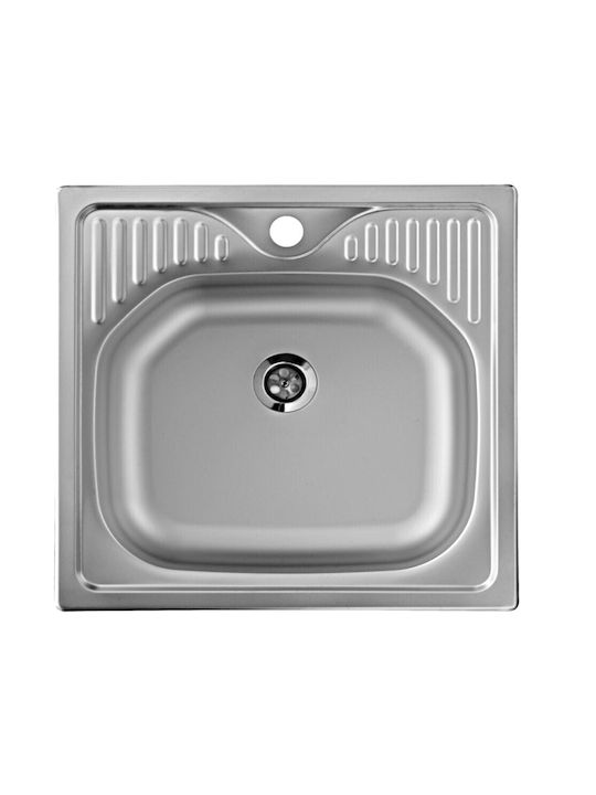 Martin AE500x500D Drop-In Kitchen Inox Brushed Finish Sink L50xW50cm Silver