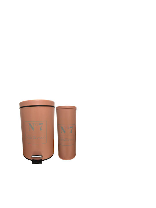 Sidirela Natyral E-3659 Metalic Set coș de gunoi și perie pentru baie Dusty Pink