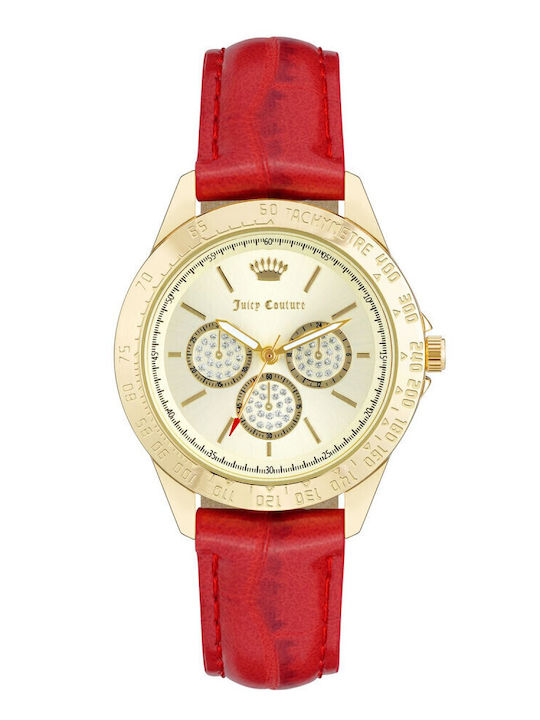 Juicy Couture Women's Watch Chronograph with Red Leather Strap
