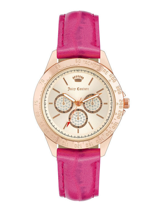 Juicy Couture Damen Uhr mit Fuchsie Lederarmband