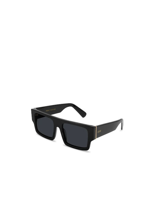 9Five Diego Sunglasses with 24 Gold Plastic Frame and Black Lens