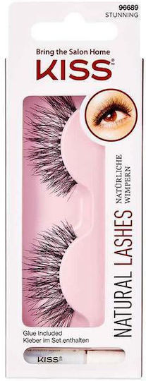 Kiss Natural Lashes False Eyelashes Stunning Black with Glue