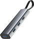 Cabletime CT-HUBP4 USB-Hub 4 Anschlüsse USB 3.0 mit USB-C Verbindung Grau