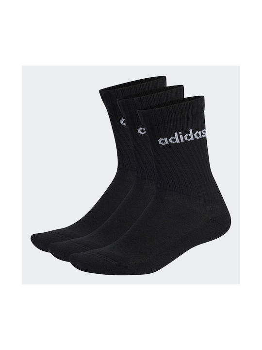 Adidas Linear Crew Αθλητικές Κάλτσες Μαύρες 3 Ζεύγη