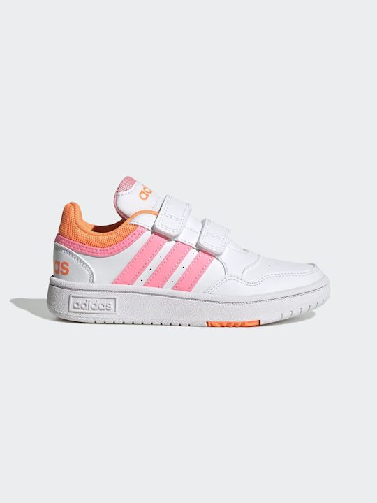 Adidas Παιδικά Sneakers Hoops με Σκρατς Cloud White / Beam Pink / Screaming Orange