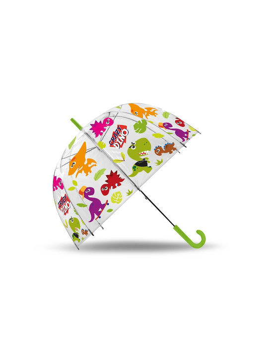 Kids Licensing Kinder Regenschirm Gebogener Handgriff Crazy Dino Durchsichtig mit Durchmesser 47cm.