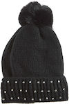 Verde Pom Pom Beanie Γυναικείος Σκούφος σε Μαύρ...