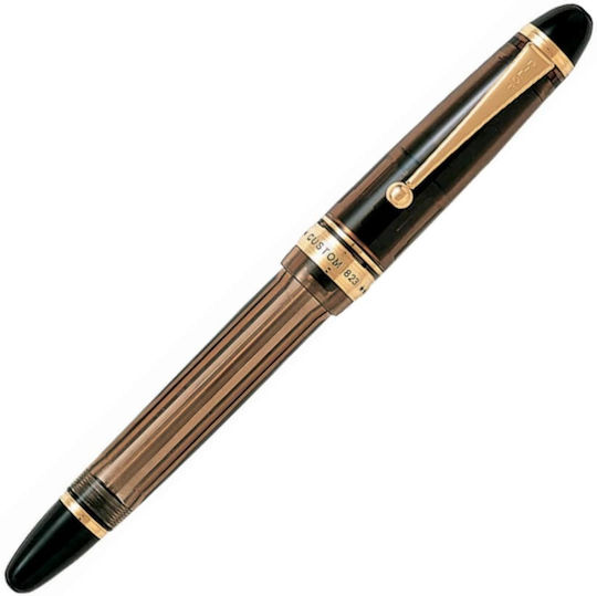 Pilot Custom 823 Transparent Πένα Γραφής Broad Καφέ με Μαύρο Μελάνι