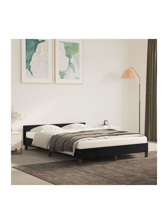 Doppelbett Mit Stoff Schwarz Für Die Matratze 1...