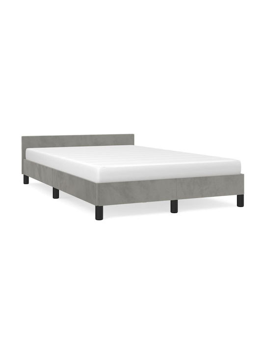 Semi-Double Fabric Upholstered Bed in Gray with Slats for Mattress 120x200cm