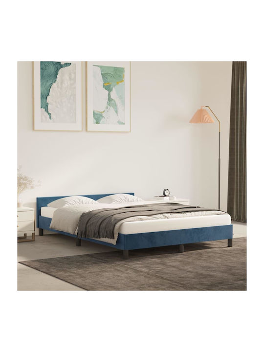 Doppelbett Mit Stoff Dunkelblau Für Matratze 140x200cm