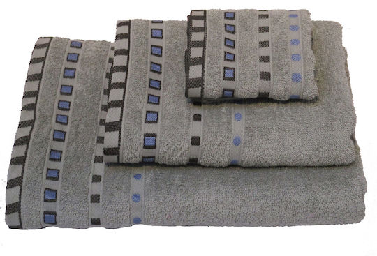 Le Blanc 3-tlg. Set Badetücher Penne Jacquard Punkte Gray Gewicht 450gr/m²