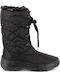 Synthetic Leather Medium Heel Snow Boots with Zipper / Laces & Fur Black