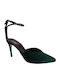 Satin Pumps mit Stiletto-Absatz und Riemen Grüne