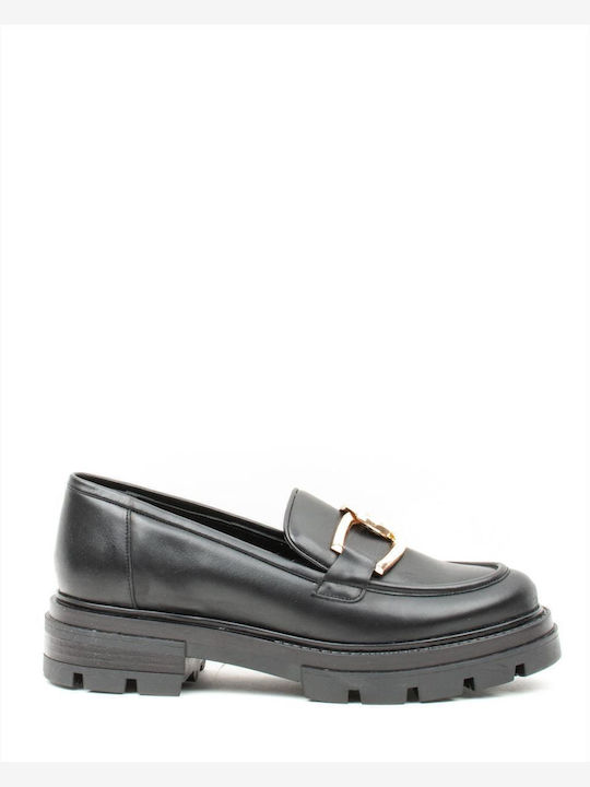 78539 Leder Damen Mokassins Black / Gold 2/78539