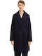 Curly Women's Navy Blue Coat with Buttons