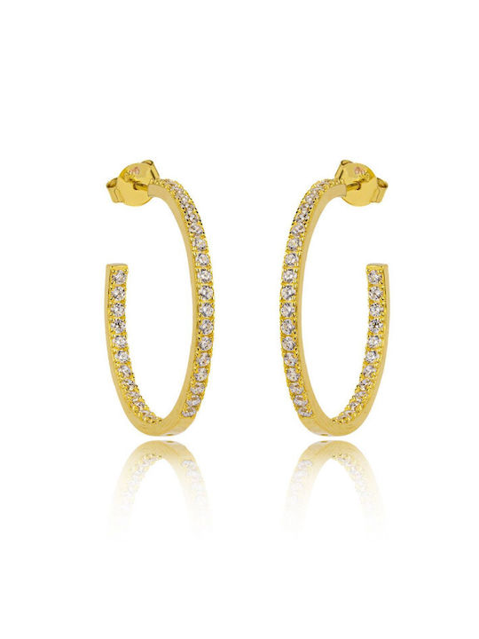 Jools Earrings Hoops made of Silver Gold Plated with Stones