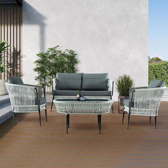 Garten- und Outdoor-Möbelsets Lines 4 Stück Dunkelgrau-Anthrazit mit Kissen