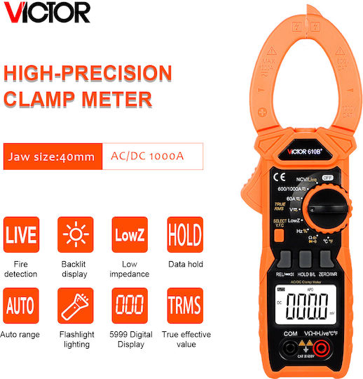 Victor Амперклещи Дигитален VC-610B+ с клеми