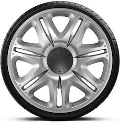 J-Tec Car Hubcaps Nascar 13 Inches 4 Pieces Silver JT-13539