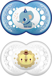 Orthodontic Silicone Pacifiers Elephant / Little Lion - Blue / Transparent for 16+ Months 2 Pieces
