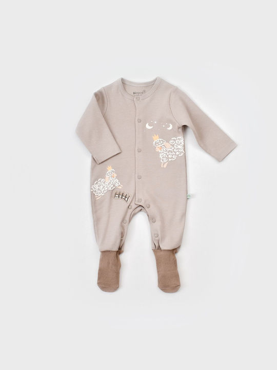 Biorganic Curly Sheep Baby Bodysuit Set Long-Sleeved Beige