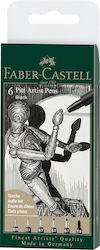 Faber-Castell Artist Pen Μαρκαδόροι Σχεδίου Μαύροι Σετ 6τμχ