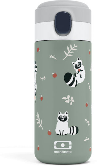 Monbento MB Pop Raccoon Παιδικό Παγούρι Θερμός Αλουμινίου Πράσινο 360ml