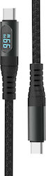 V-TAC Braided USB 2.0 Cable USB-C Male - USB-C 100W PD Black 1m