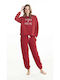 Love Winter Damen Pyjama-Set Rot