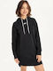 DKNY Mini Athletic Dress Long Sleeve with Hood Black