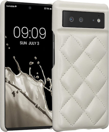 KWmobile Quilted Puffer Umschlag Rückseite Synthetisches Leder Weiß (Google Pixel 6)