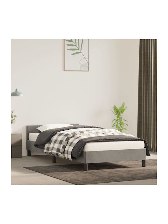 Einzelbett Mit Stoff Grau Für Matratze 100x200cm