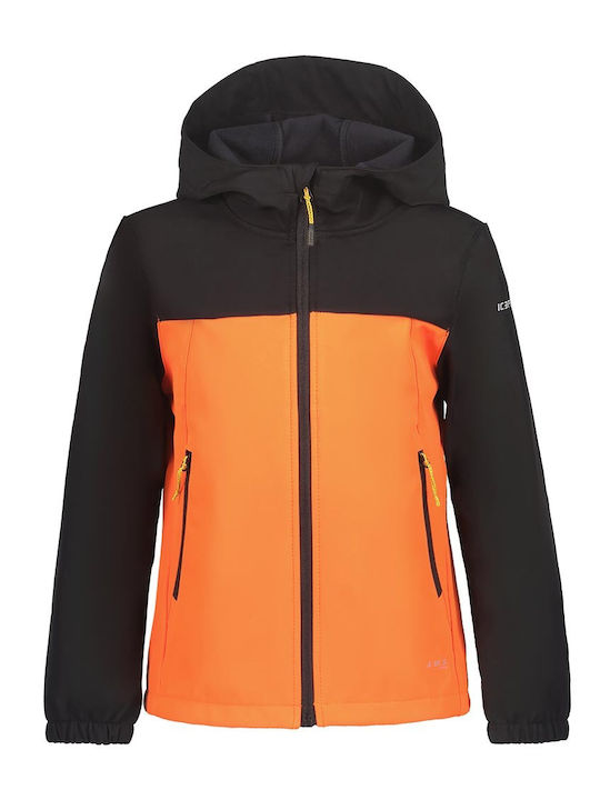 Waterproof Kids' Sports Jacket Short with Hood Orange Konan