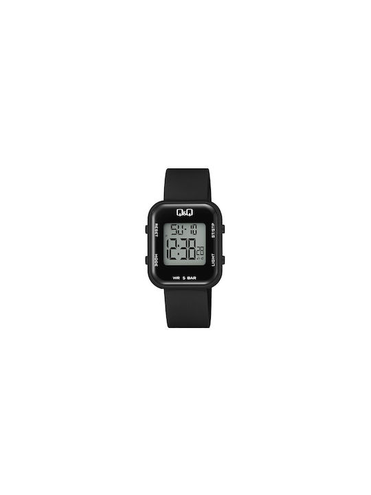 Q&Q Digital Watch Battery with Black Rubber Strap