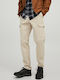 Men's Cargo Trousers Elastic Regular Fit Gray / Oxford Tan