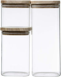 Secret de Gourmet Vase General Use with Airtight Lid Glass 3pcs