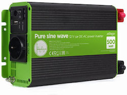 Energenie Inverter für Autos Reine Sinuswelle 500W zur Umwandlung von 12V DC in 230V AC mit 1xUSB