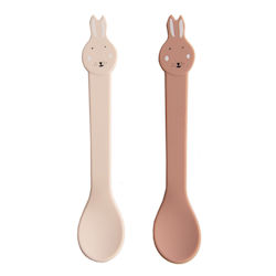 Trixie Baby Set with Spoons Mrs Rabbit made of Silicone for 4+ months Pink 2pcs
