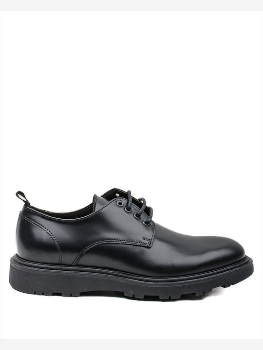 Pantofi cu șiret din piele SANDRO FERRI U120 ABRASIMAT NERO BLACK