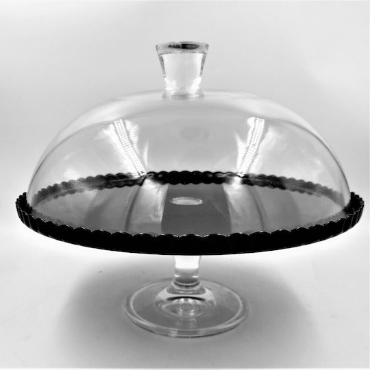 Pasabahce 95200 Kuchenständer Glas mit Deckel & Fuß Schwarz 32x32x25cm
