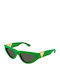 Bottega Veneta Women's Sunglasses with Green Plastic Frame and Gray Lens