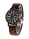 Bewell Poseidon Men's Watch 43mm Chronograph Battery with Brown Wooden Bracelet